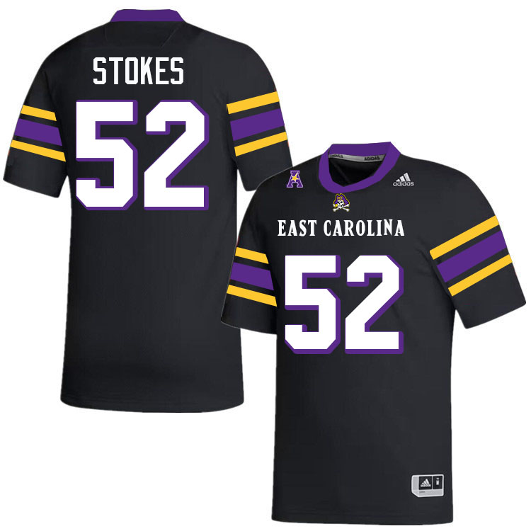 #52 Jonathan Stokes East Carolina Pirates College Football Jersey Stitched-Black